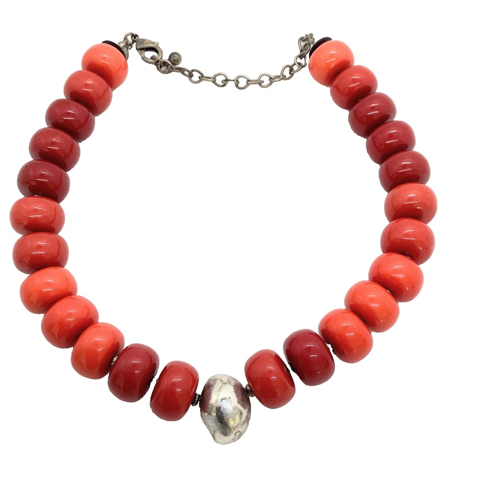 Chico's Faux Coral Beaded Statement Necklace - Picture 2 of 5